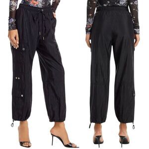 NWOT Cinq à Sept Nitsan High Rise Parachute Pants Joggers Black Women Size S